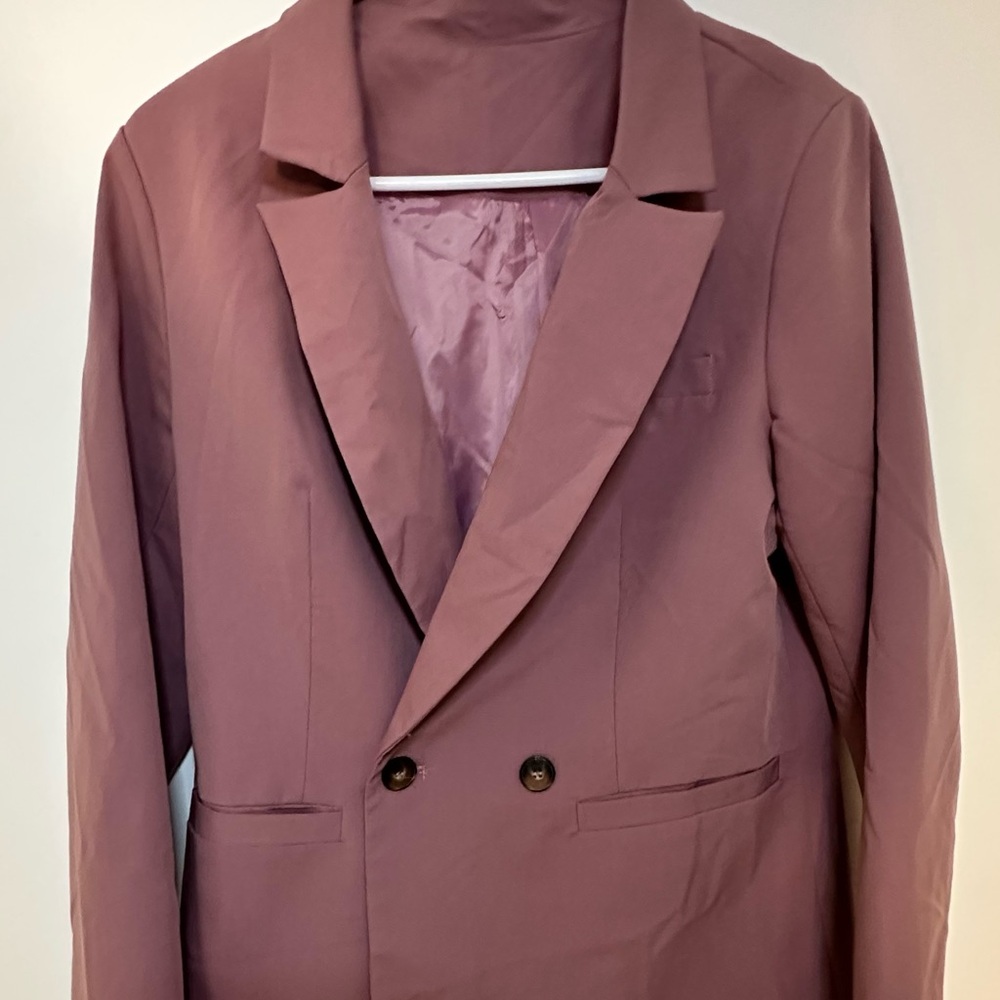 Mauve Double-Breasted Blazer
